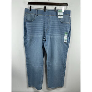 Womans NWT Terra & Sky Light Blue Straight Leg Pull On Blue Jeans 3X 24w-26w
